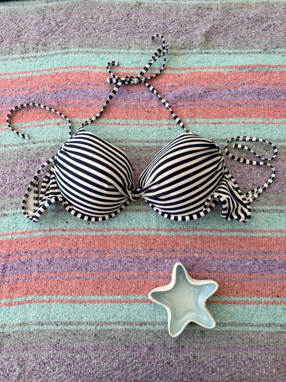 Old Navy Navy White Striped Bikini Top XXL Underwire